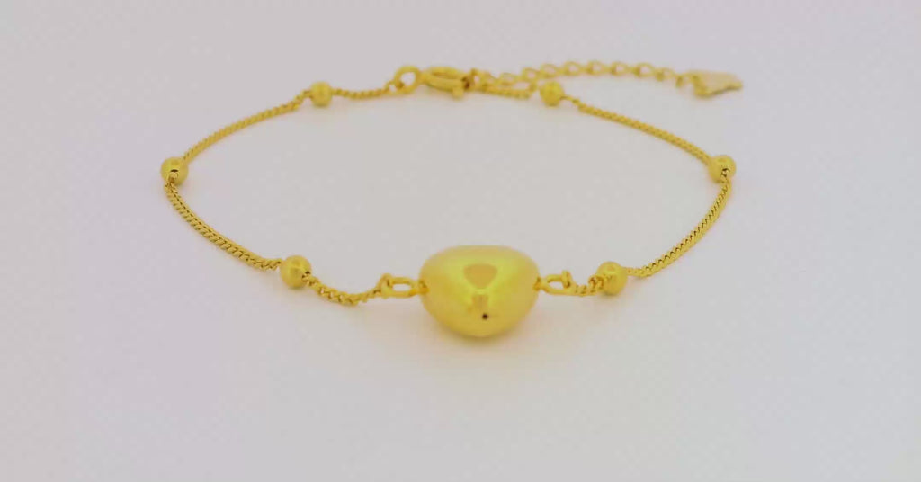 Full Heart Cuban Bracelet in Gold