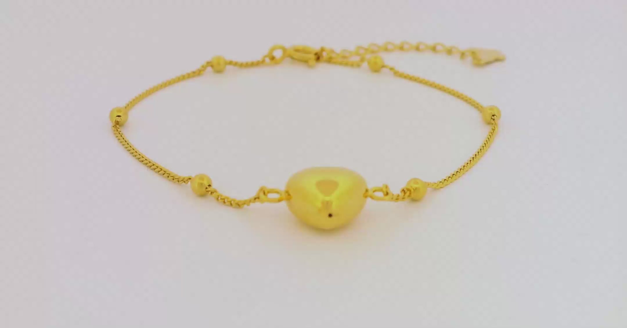 Full Heart Cuban Bracelet in Gold