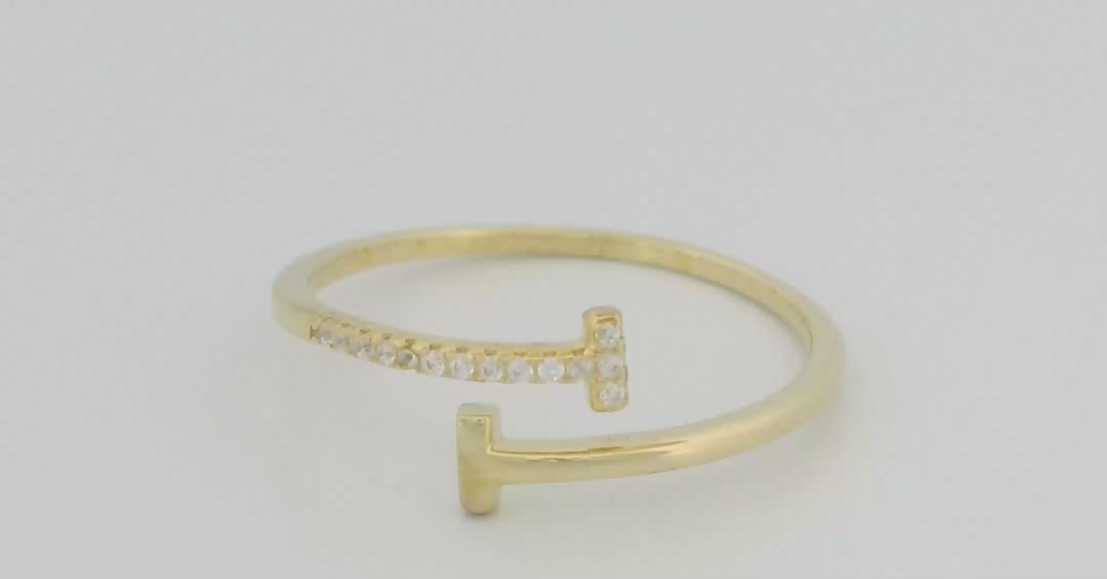 T Cuff Ring in Gold